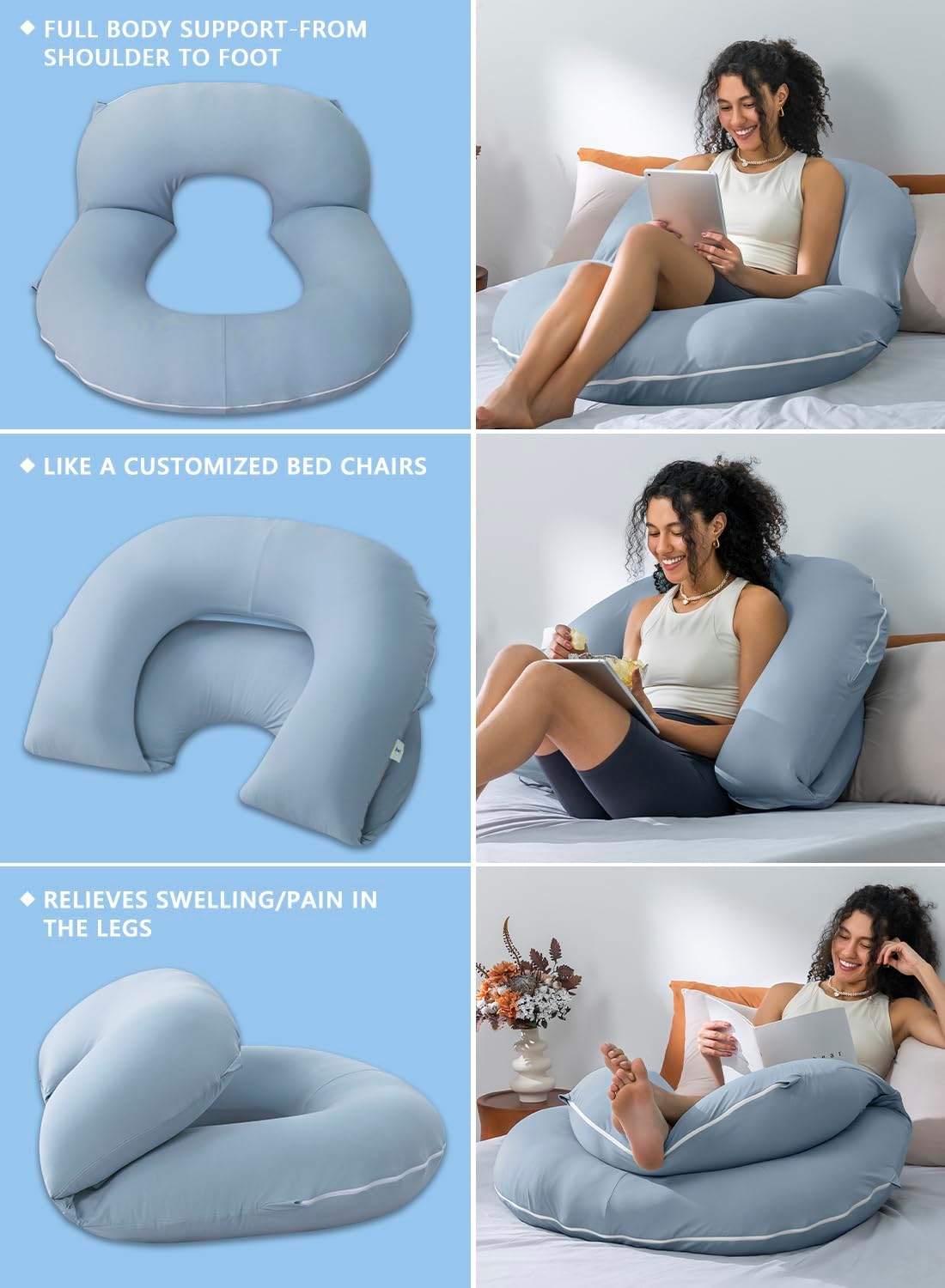 Insen Reading Pillow, Back Pillow for Sitting in Bed for Reading, Nurse & Relax, Reading Pillow for Adults, Moms & Kids, Sit Up Pillow for…
