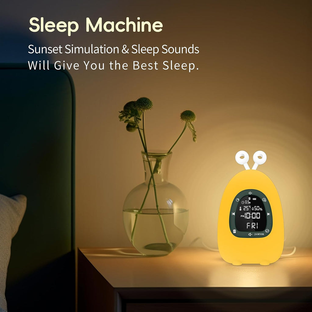 Sunrise Alarm Clock Wake Up Light, White Noise Sound Machine with 20 Soothing Sounds, 10 Night Lights, Wireless Speaker/Temp &…