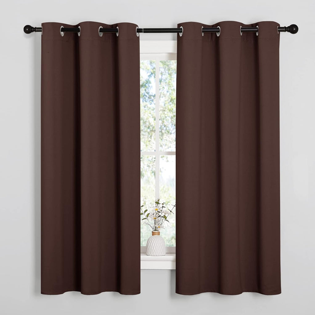 NICETOWN Nursery Essential Thermal Insulated Solid Grommet Top Blackout Curtains, Home Decoration Privacy Curtains for Bedroom (Chocolate…