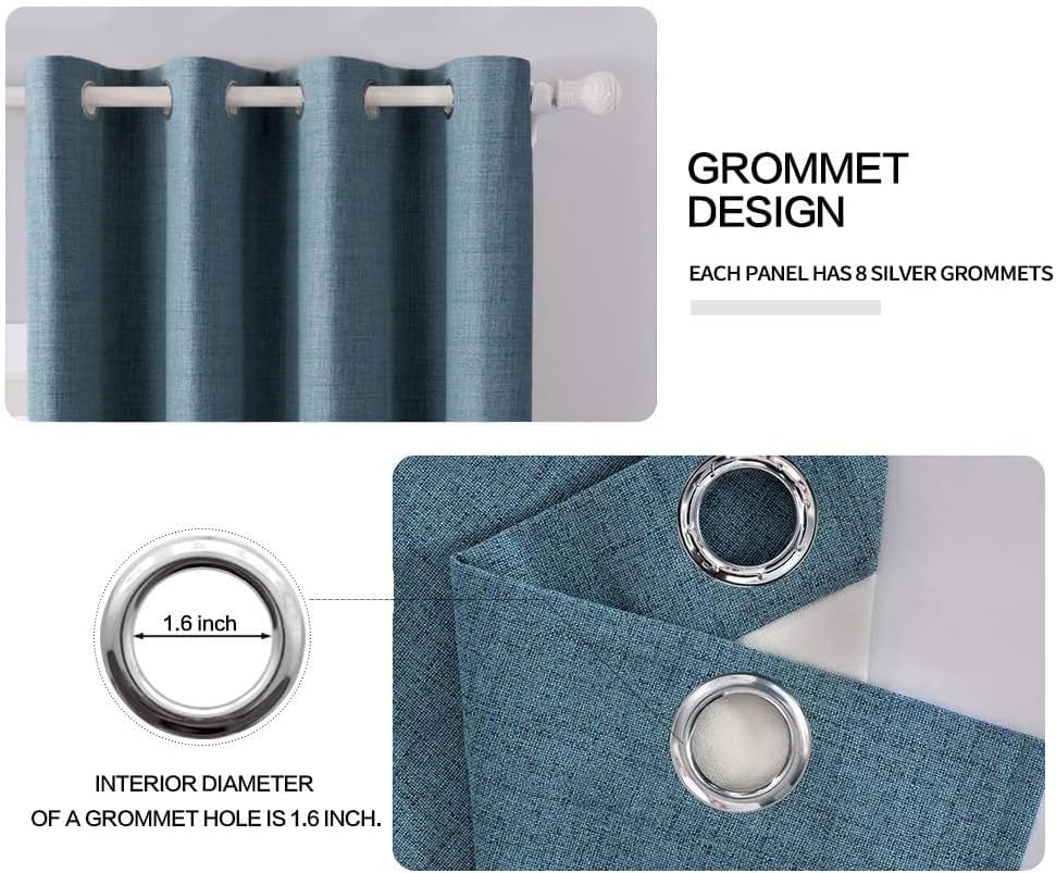 Miulee Linen Blackout Curtains and Drapes 100% Room Darken Thermal Insulated Grommet Window Panels with Coating 2 PCs W 42 x L 84 inches Du…
