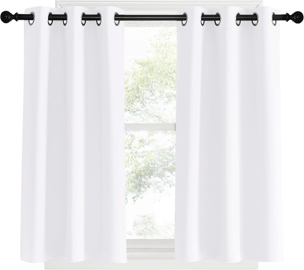 NICETOWN White Short Window Curtains 40 inch Long for Windows, White, W34, 1 Pair, Solid Grommet 50% Light Reducing Thermal Insulated…