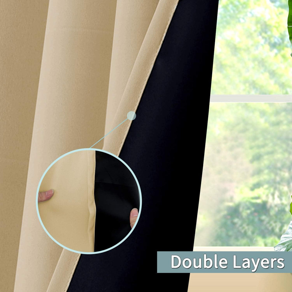 BGment Thermal Insulated 100% Blackout Curtains for Bedroom with Black Liner, Double Layer Full Room Darkening Noise Reducing Grommet Curta…