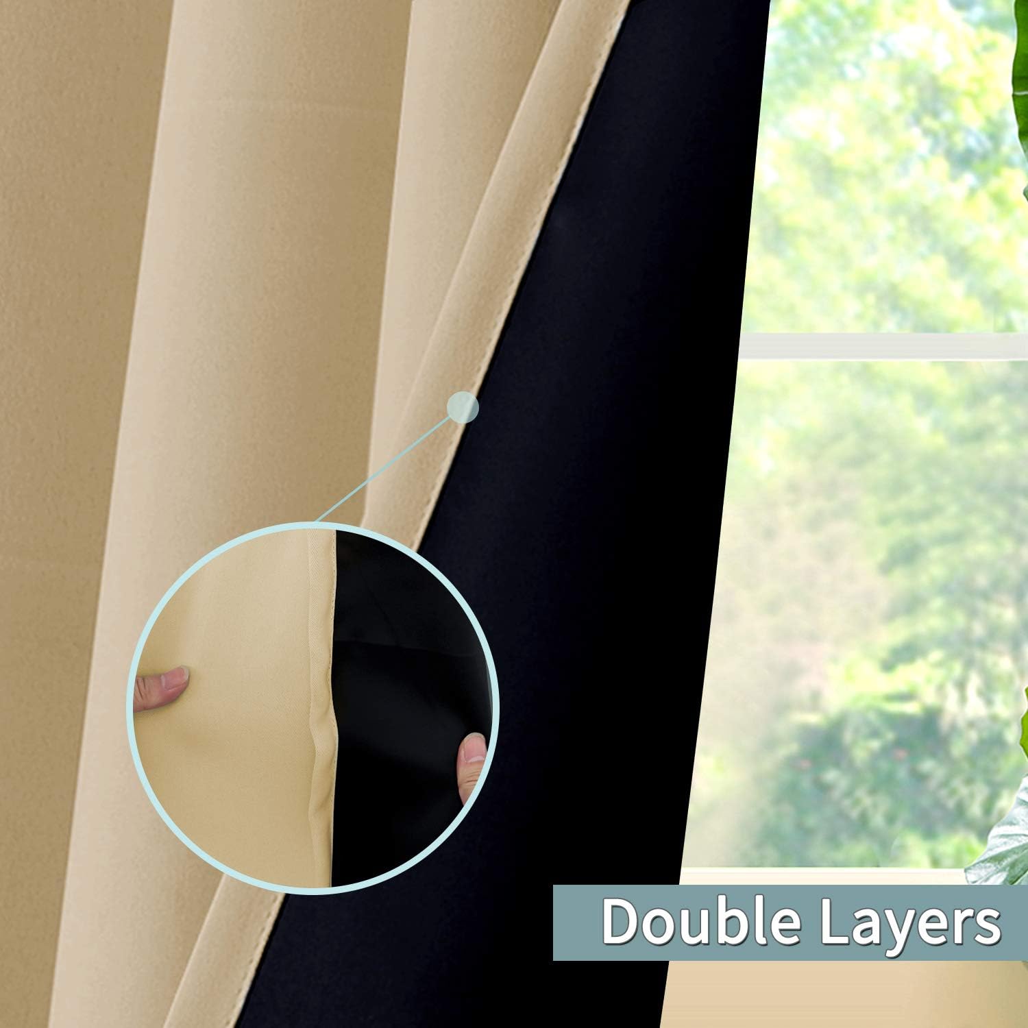 BGment Thermal Insulated 100% Blackout Curtains for Bedroom with Black Liner, Double Layer Full Room Darkening Noise Reducing Grommet Curta…