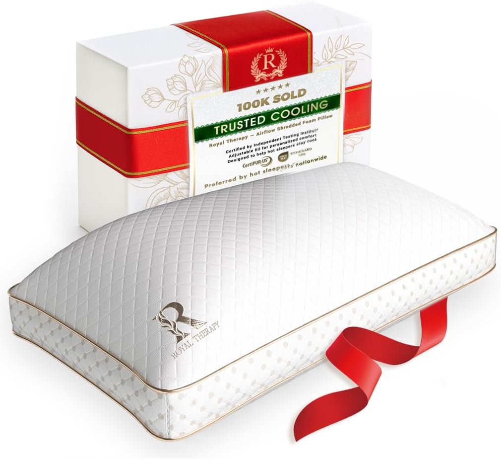 Royaltherapy Royal relaxation King Memory Foam Pillow, Adjustable Shredded Odor-Free Pillow for Neck & Shoulder, Support for Back…