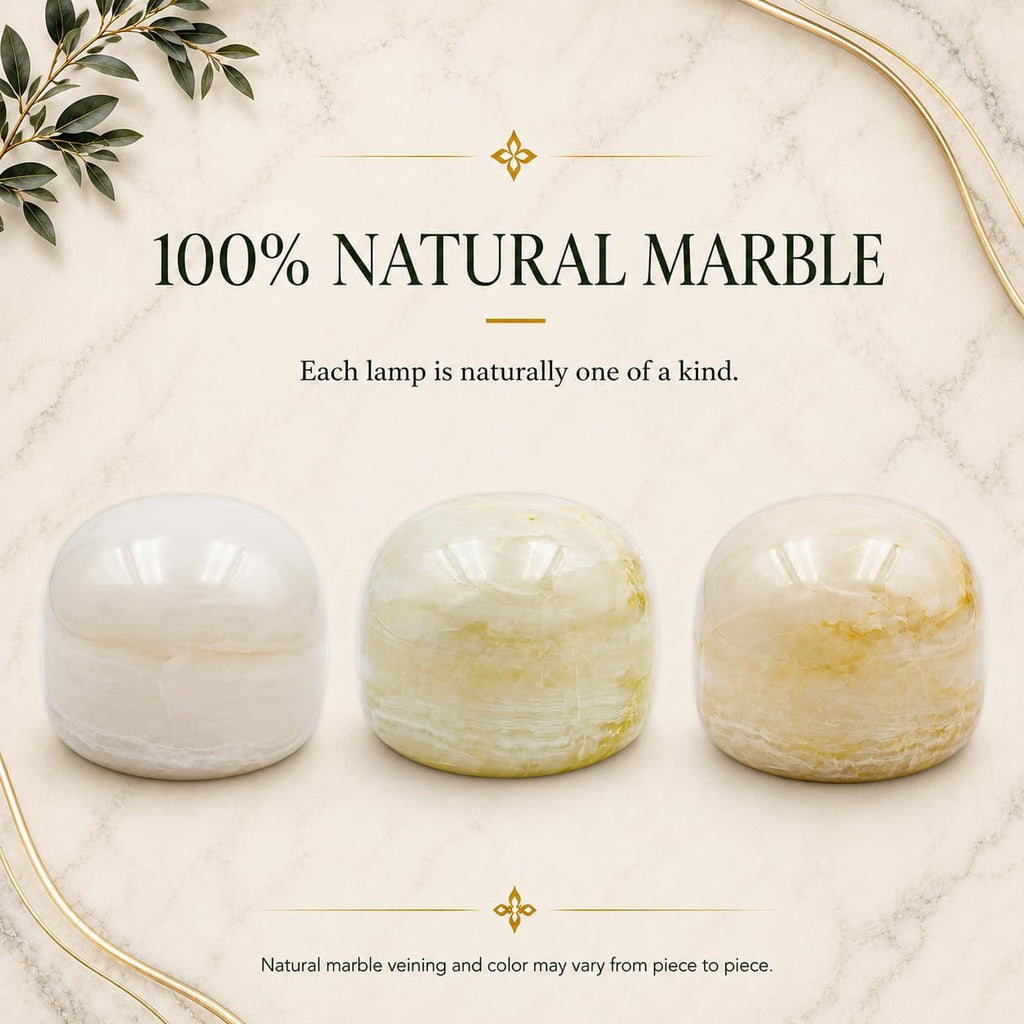 100% Marble Touch Pat Lamp, Unique Natural Stone Small Night Table Lamp, Type-C Rechargeable 3-Way Dimmable Bedside Lamp, Warm Ambient…