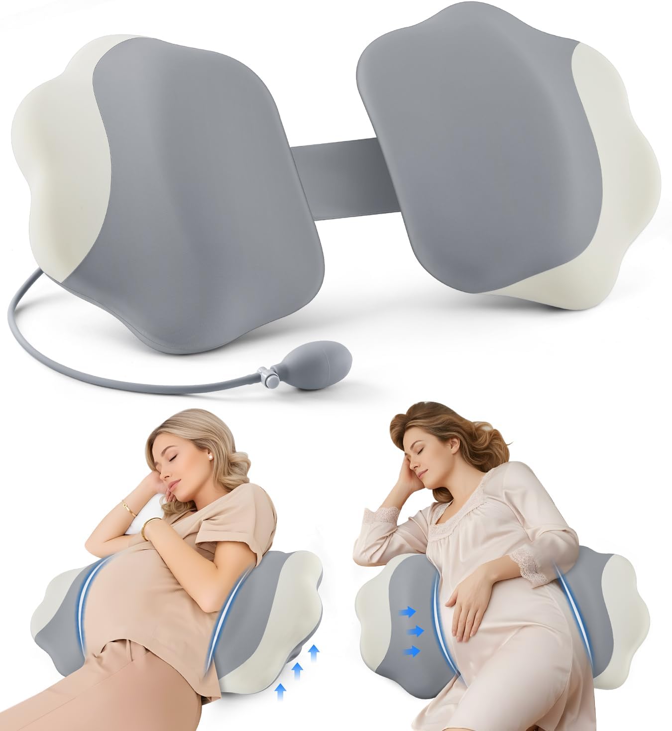 Donama Memory Foam Pregnancy Pillow- with Adjustable Air Bag for Back/Legs/Belly/HIPS Support, W-Shaped Pregnancy Wedge Pillows for Sleepin…
