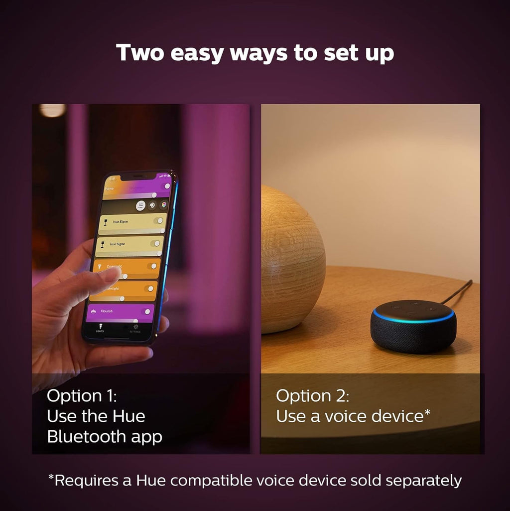 Philips Hue Bloom Smart Table Lamp, White - White and Color Ambiance LED Color-Changing Light - 1 Pack - Control with Hue App - Works…