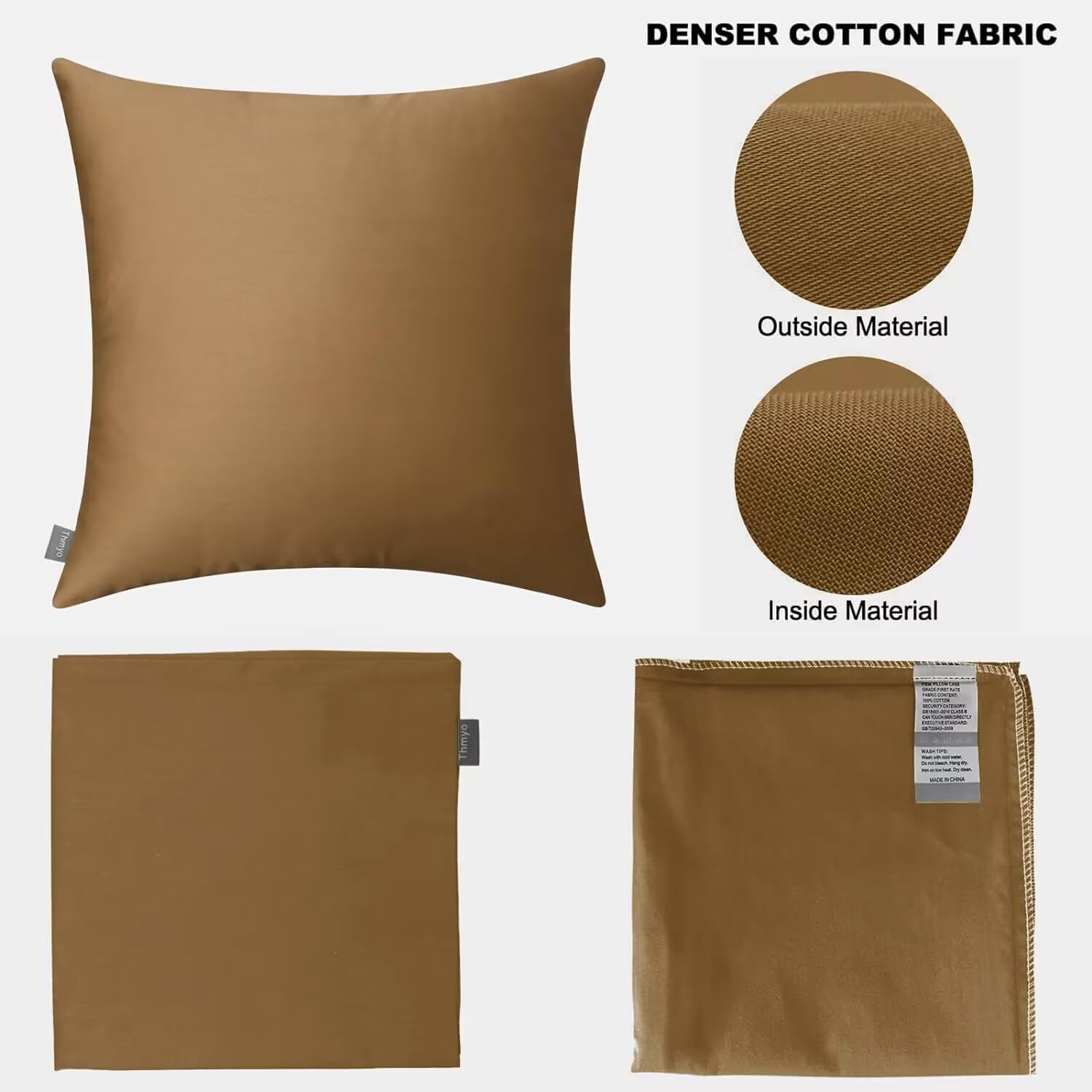 Thmyo 4-Pack 100% Cotton Comfortable Solid Decorative Throw Pillow Case, Thmyo Square Cushion Cover Pillowcase Sublimation Blank Pillow Cove…