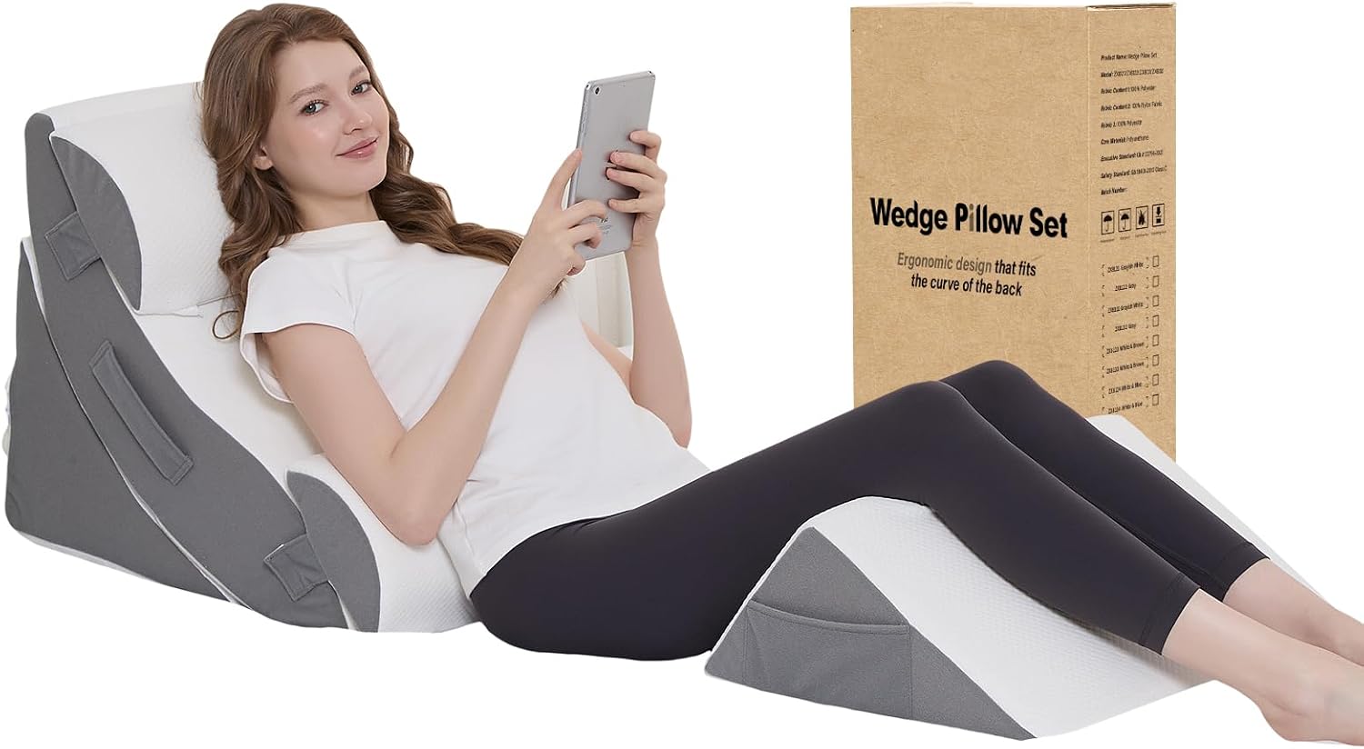 Ziixmile Wedge Pillow Set for After Surgery – 5PCS Orthopedic Bed Wedge Pillow Set for Sleeping, Body, Back and Leg Comfortable & Ad…