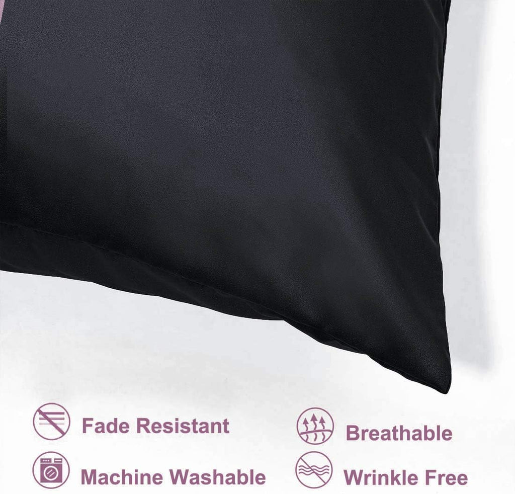 uxcell Travel Satin Pillowcase with Zipper, Super Soft and Luxury, Silky Pillow Cases Covers Set of 2, 14"x20", Black