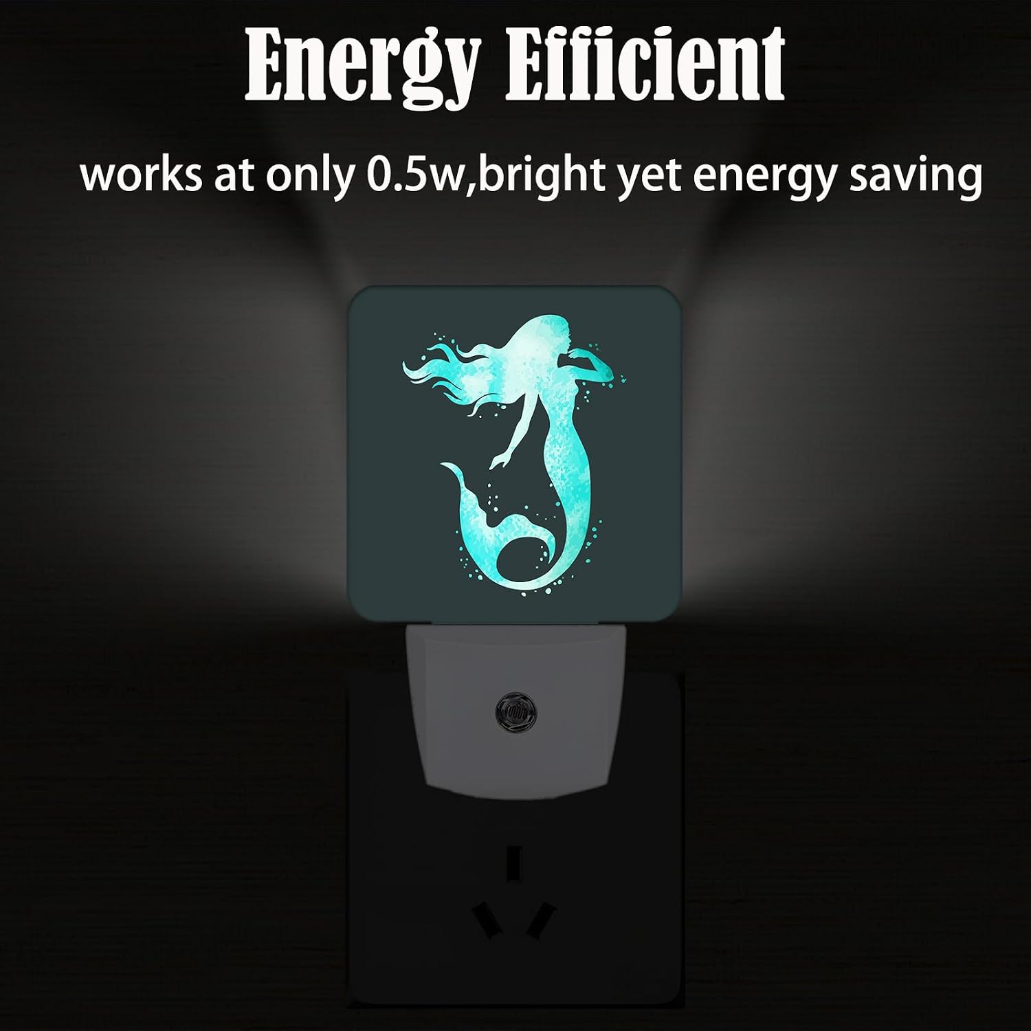 Groovy Mermaid Night Light, Plug-in Nightlights Auto Sensor Night Lamp Dusk-to-Dawn Lamp Home Decor for Nursery Children Girls Boys