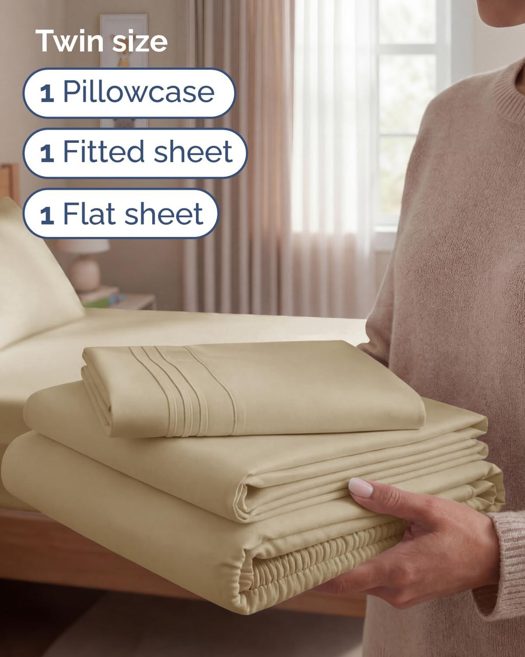 Twin Size 3 Piece Sheet Set - Comfy Breathable & Cooling Sheets - Hotel Luxury Bed Sheets for Women & Men - Deep Pockets, Easy-Fit, Extra…