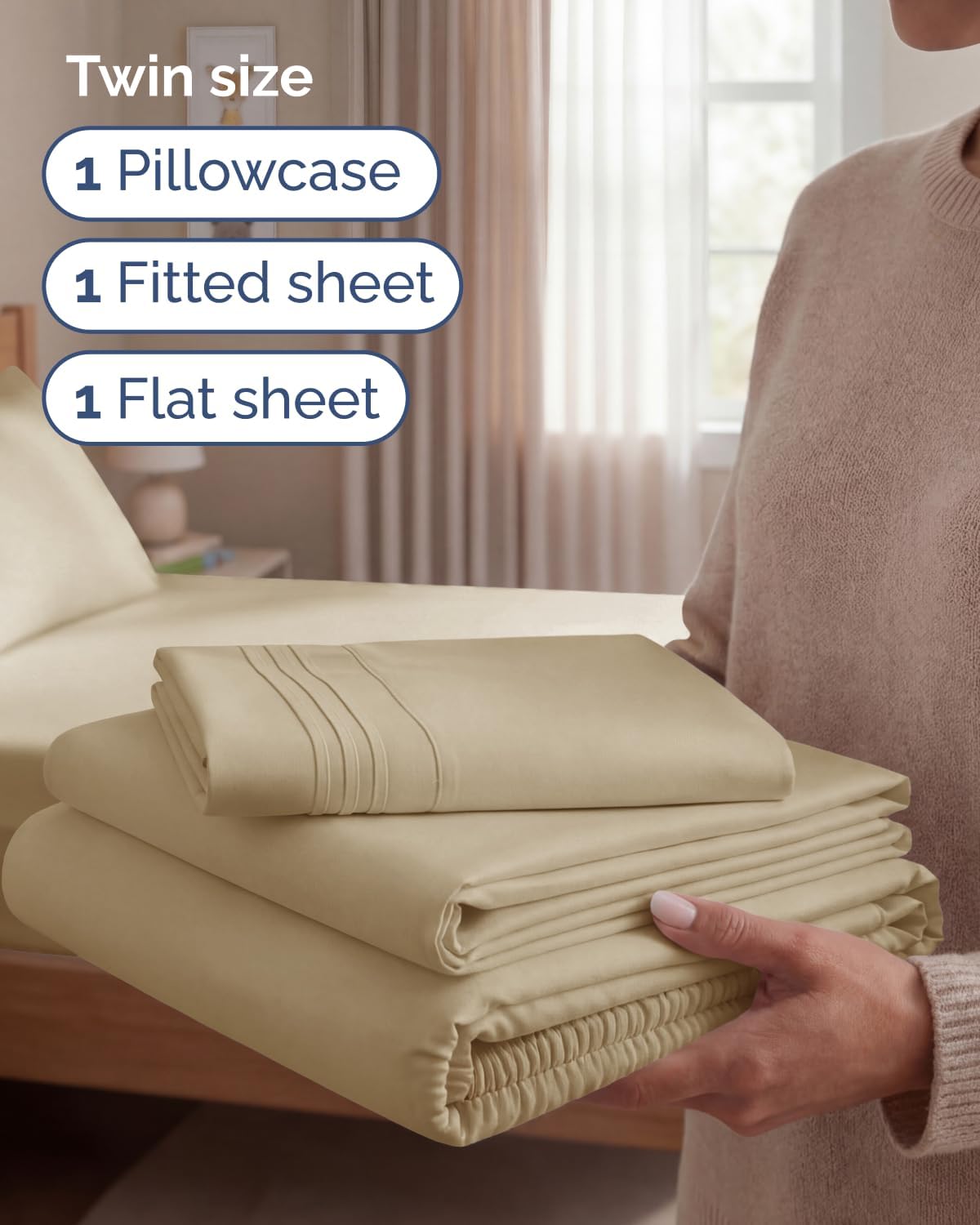 Twin Size 3 Piece Sheet Set - Comfy Breathable & Cooling Sheets - Hotel Luxury Bed Sheets for Women & Men - Deep Pockets, Easy-Fit, Extra…
