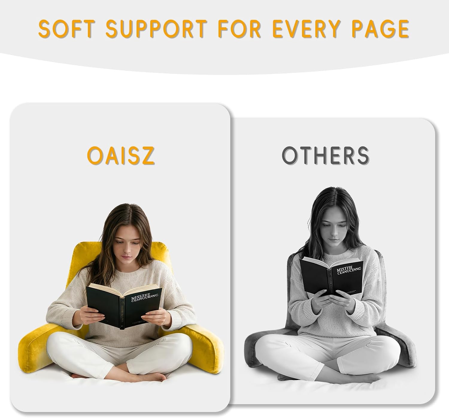 OAISZ Reading Pillow for Sitting in Bed Adult, X-Large Reading Pillow with Shredded Memory Foam, Back Pillow for Sitting Up with Extend…
