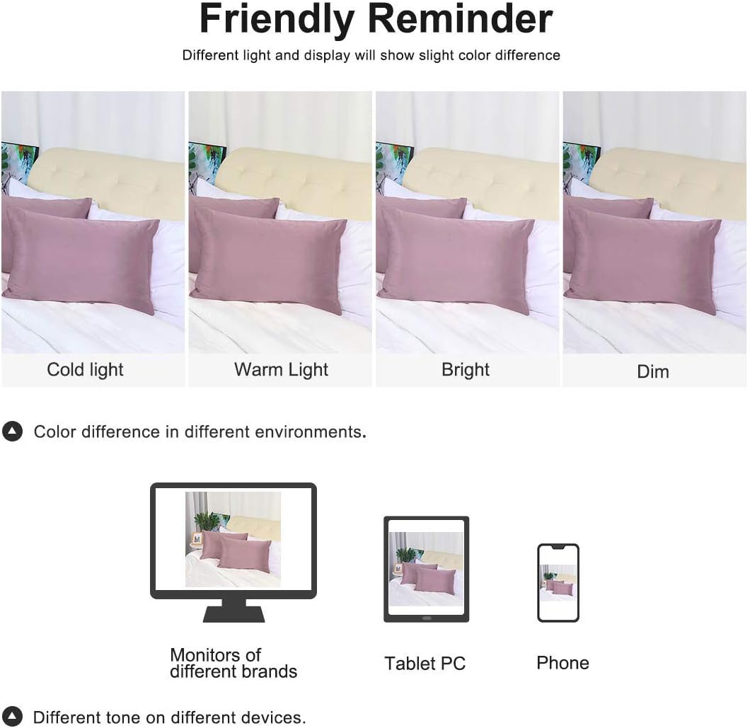uxcell Travel Satin Pillowcase with Zipper, Super Soft and Luxury, Silky Pillow Cases Covers Set of 2, 14"x20", Mauve