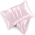 HommxJF Blush Pink Satin Pillowcases with Zipper (20x26), Standard Size Satin Pillowcases Set of 2, Blush Pink Silk Pillowcase for Hair and…