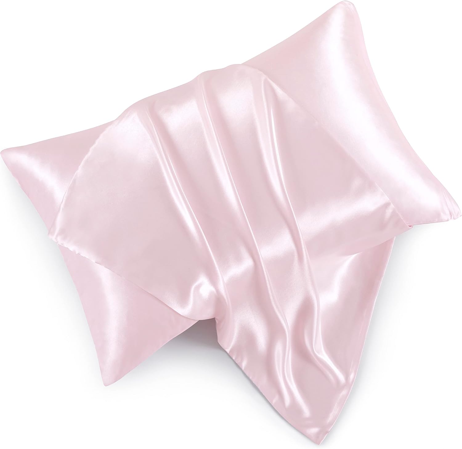 HommxJF Blush Pink Satin Pillowcases with Zipper (20x26), Standard Size Satin Pillowcases Set of 2, Blush Pink Silk Pillowcase for Hair and…