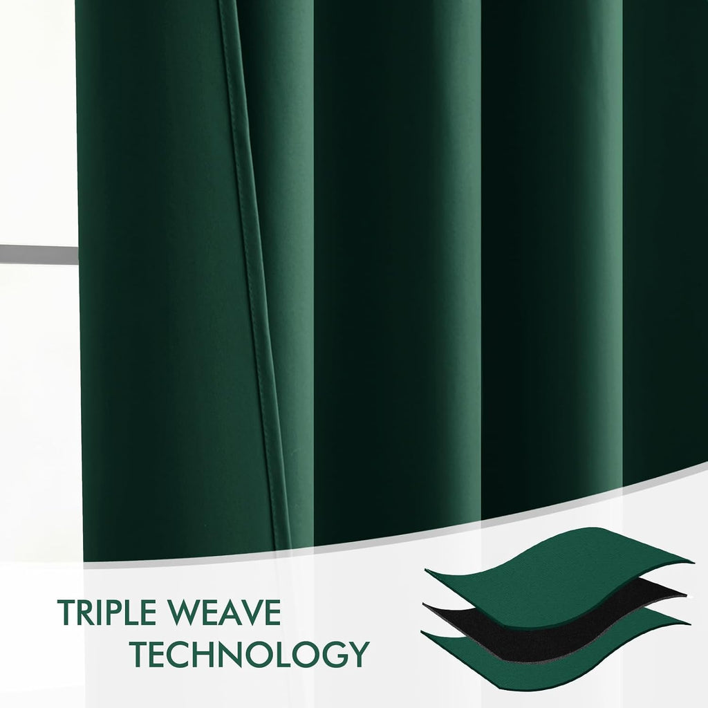 Miulee Christmas Hunter Green Back Tab Blackout Curtains 90 Inches Long 2 Panels Set for Living Room Bedroom, Rod Pocket/Pinch Pleat Therma…