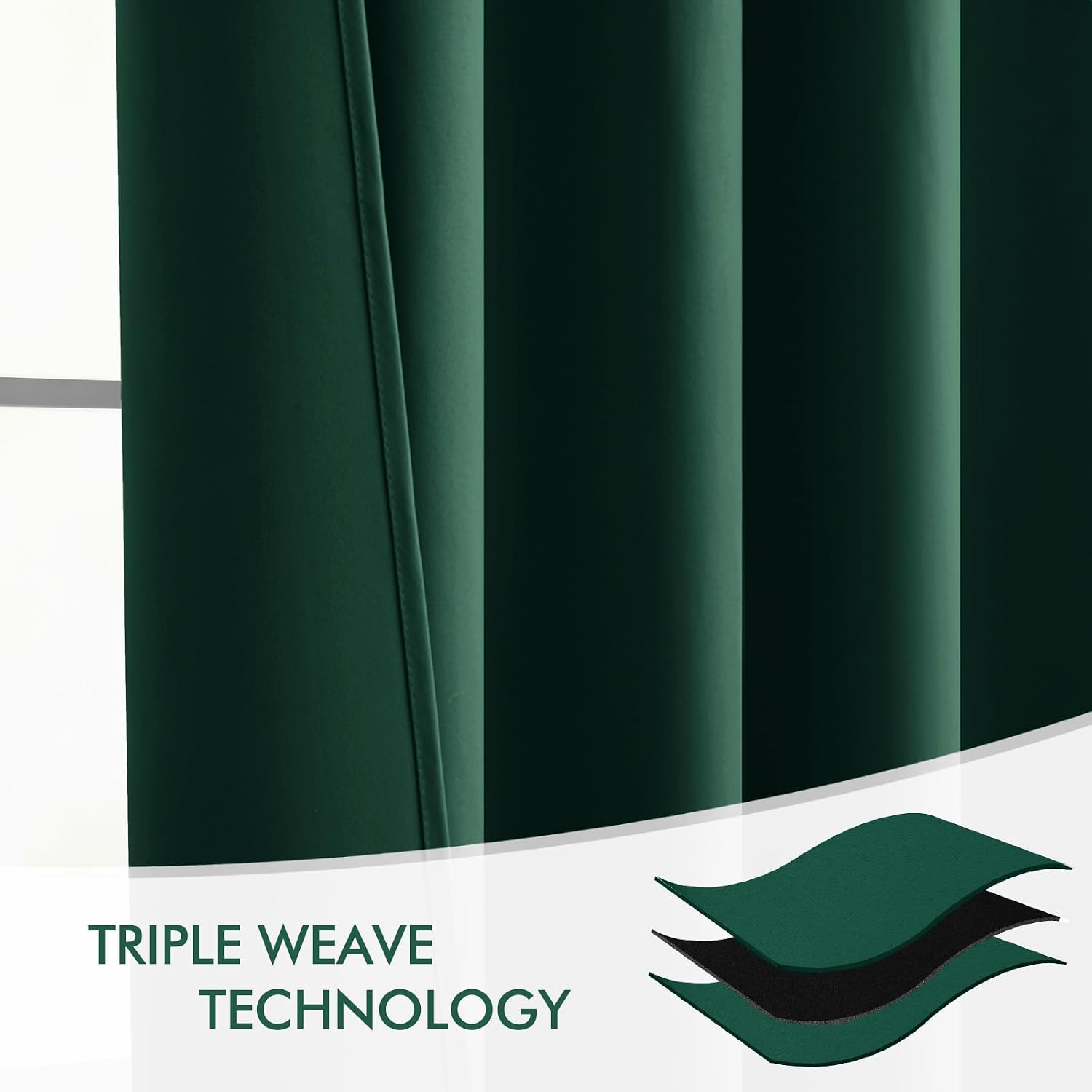 Miulee Christmas Hunter Green Back Tab Blackout Curtains 90 Inches Long 2 Panels Set for Living Room Bedroom, Rod Pocket/Pinch Pleat Therma…