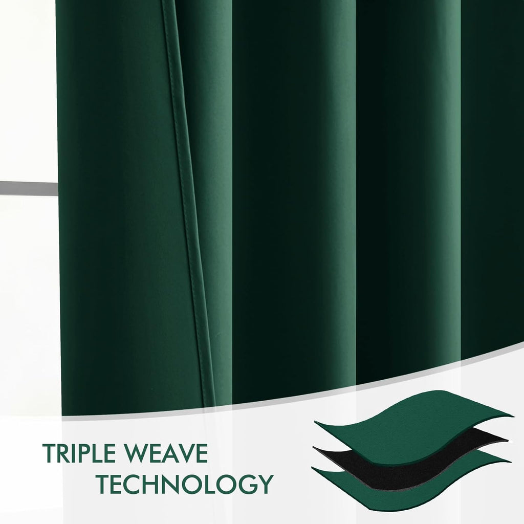 Miulee Christmas Hunter Green Back Tab Blackout Curtains 108 Inch Long 2 Panels Set for Living Room Bedroom, Rod Pocket/Pinch Pleat Extra L…