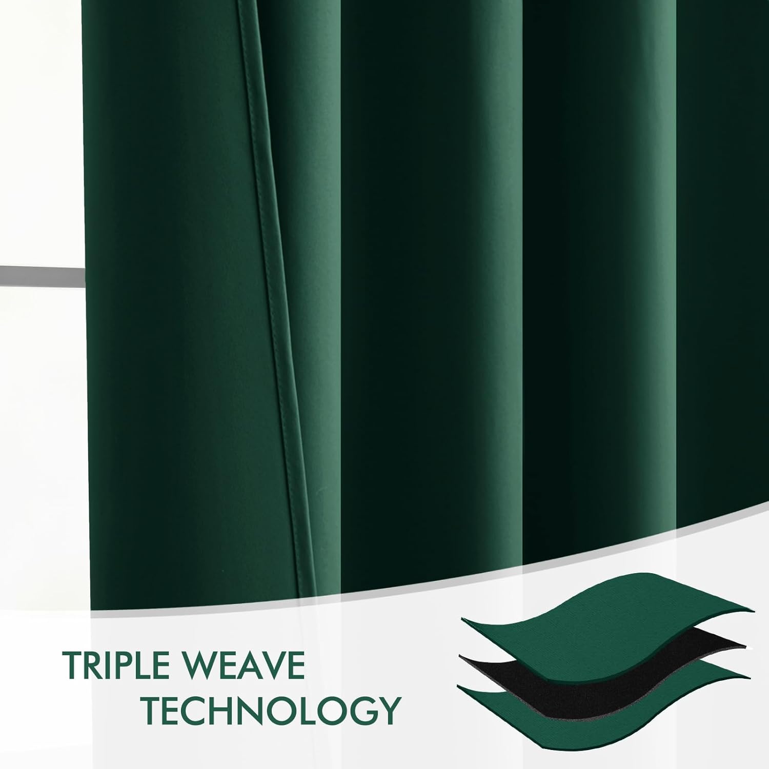 Miulee Christmas Hunter Green Back Tab Blackout Curtains 108 Inch Long 2 Panels Set for Living Room Bedroom, Rod Pocket/Pinch Pleat Extra L…