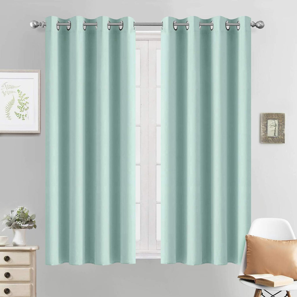 Yakamok Room Darkening Grommet Window Drapes Thermal Insulated Light Blocking Blackout Curtains for Bedroom(52Wx54L, Aqua,2 Panels)