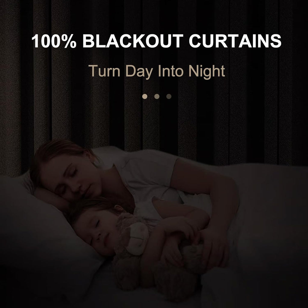 100BlackoutShield 100% Blackout Shield Linen Blackout Curtains for Bedroom 108 Inches Long, Back Tab/Rod Pocket Living Room Drapes, Thermal…