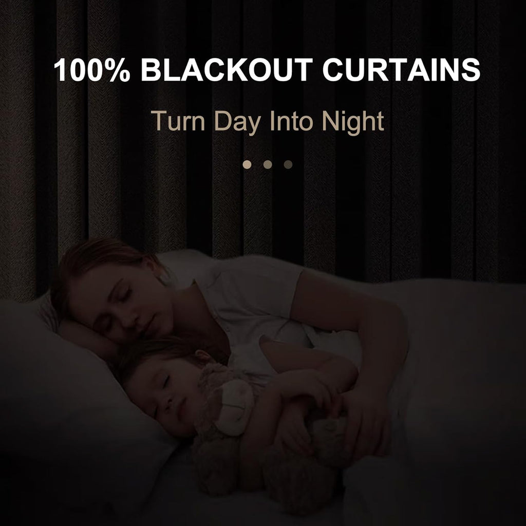 100BlackoutShield 100% Blackout Shield Linen Blackout Curtains for Bedroom 80 Inches Long, Back Tab/Rod Pocket Living Room Drapes, Thermal…