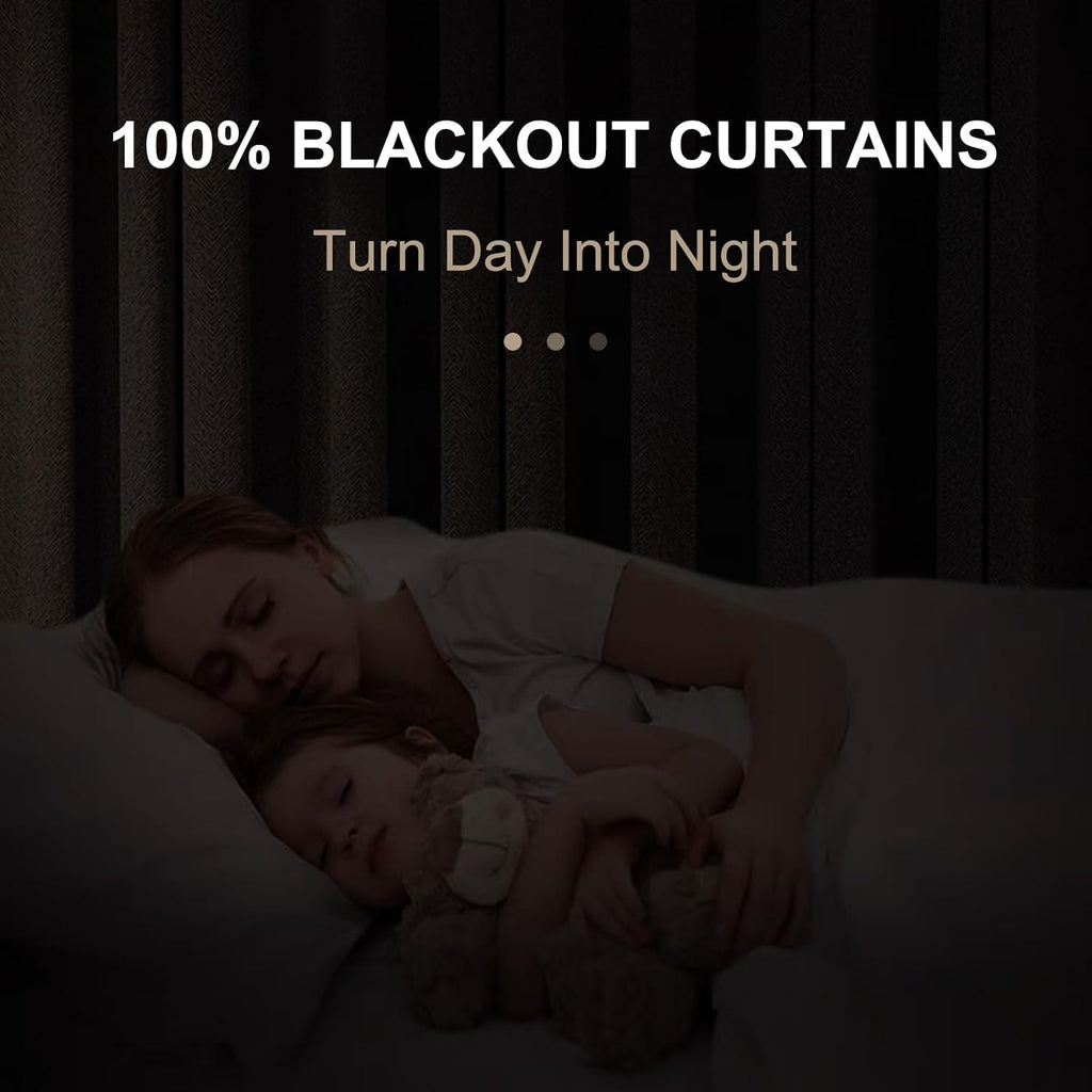 100BlackoutShield 100% Blackout Shield Linen Blackout Curtains for Bedroom 108 Inches Long, Back Tab/Rod Pocket Living Room Drapes, Thermal…