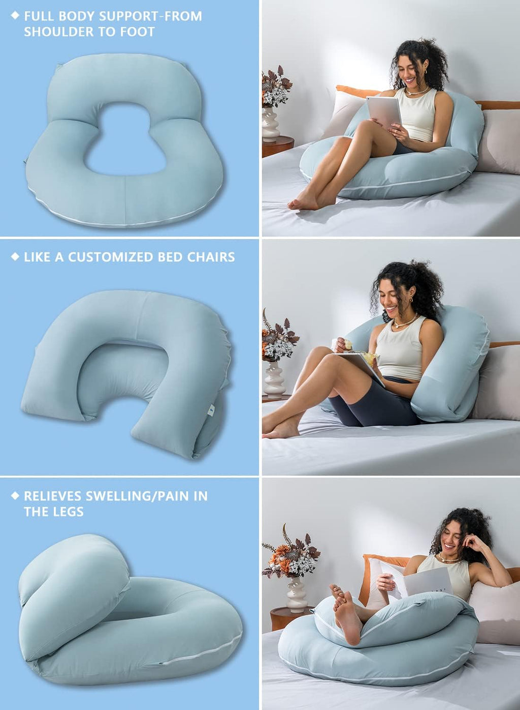 Insen Reading Pillow, Back Pillow for Sitting in Bed for Reading, Nurse & Relax, Reading Pillow for Adults, Moms & Kids, Sit Up Pillow for…