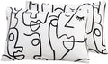 YuHeGuoJi Black White Pillow Cases Set of 2 Queen 100% Cotton Geometric Face Print Pillow Covers Decorative Abstract Artistic Striped Pillo…