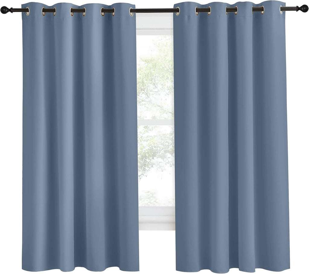 NICETOWN Blackout Curtain Panel, W55 x L68, 1 PC, Stone Blue Color, Light Blocking Room Darkening Window Drape for Nursery/Bedroom, Ring Top