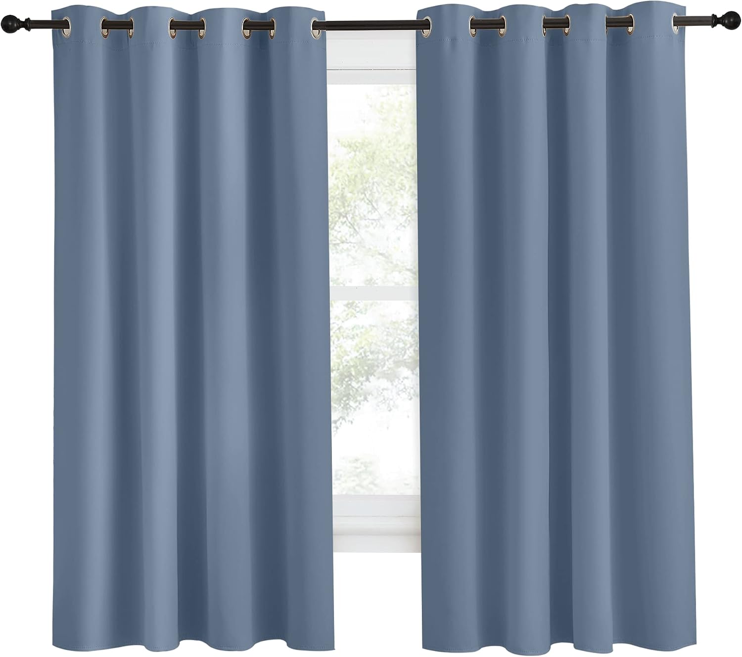 NICETOWN Blackout Curtain Panel, W55 x L68, 1 PC, Stone Blue Color, Light Blocking Room Darkening Window Drape for Nursery/Bedroom, Ring Top