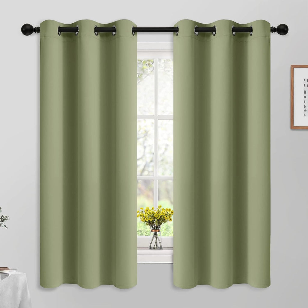 Yakamok Room Darkening Blackout Curtains for Bedroom, Thermal Insulated Grommet Top Light Blocking Window Drapes for Living Room,42W x…