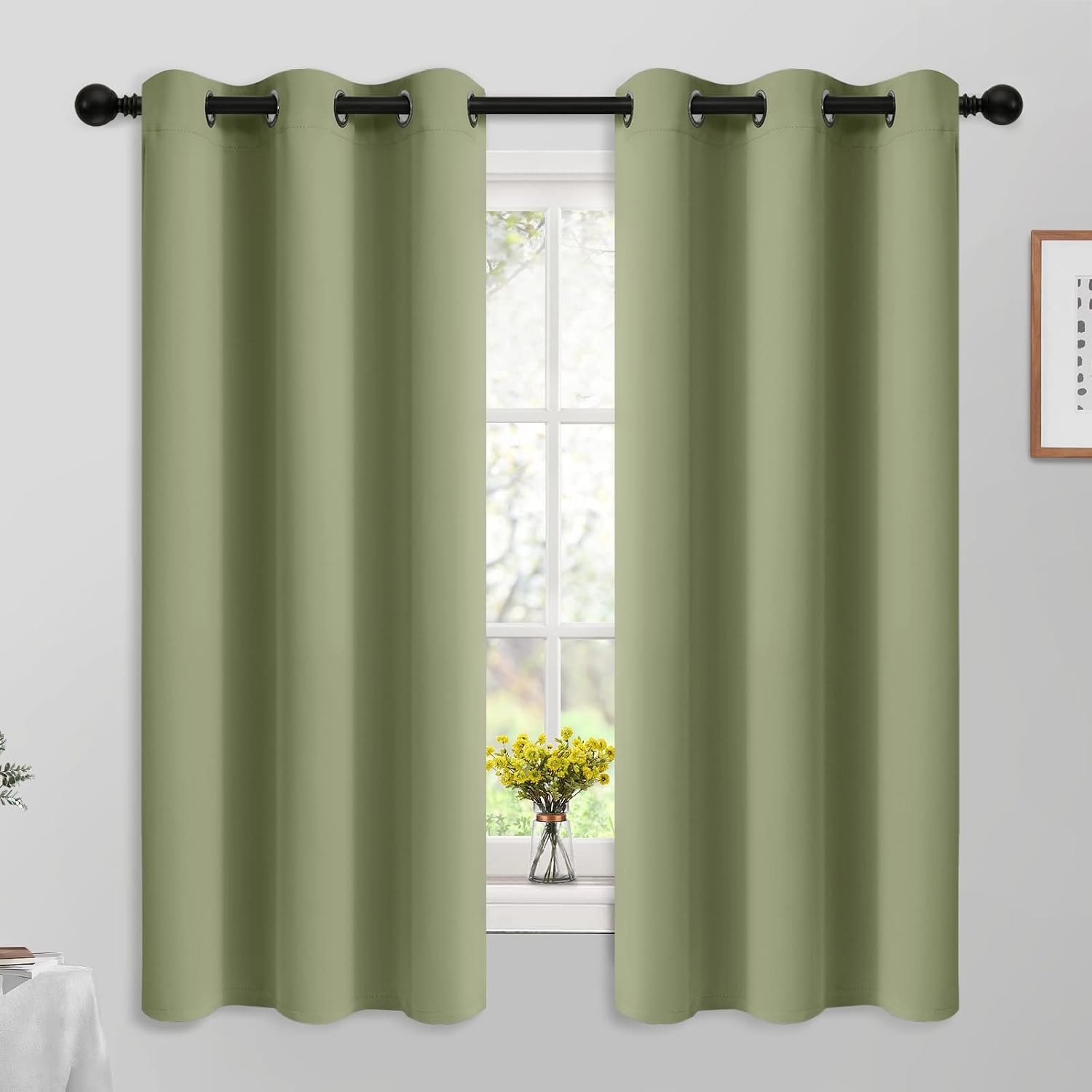 Yakamok Room Darkening Blackout Curtains for Bedroom, Thermal Insulated Grommet Top Light Blocking Window Drapes for Living Room,42W x…