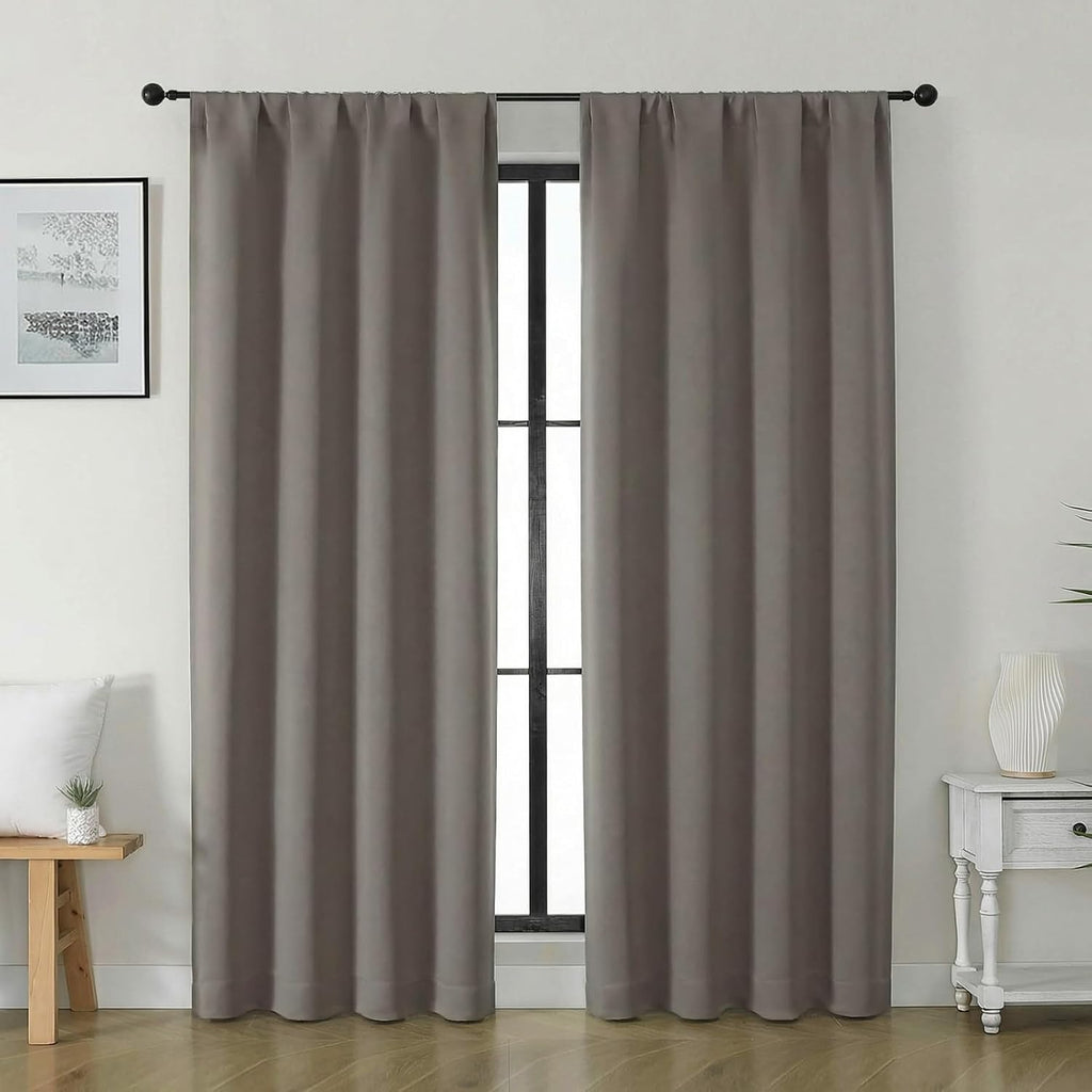 Gwine Latte Blackout Curtains for Bedroom 84 Inches Long - Thermal Insulated Noise Reducing Window Curtain Panels, Solid Room Darkening…