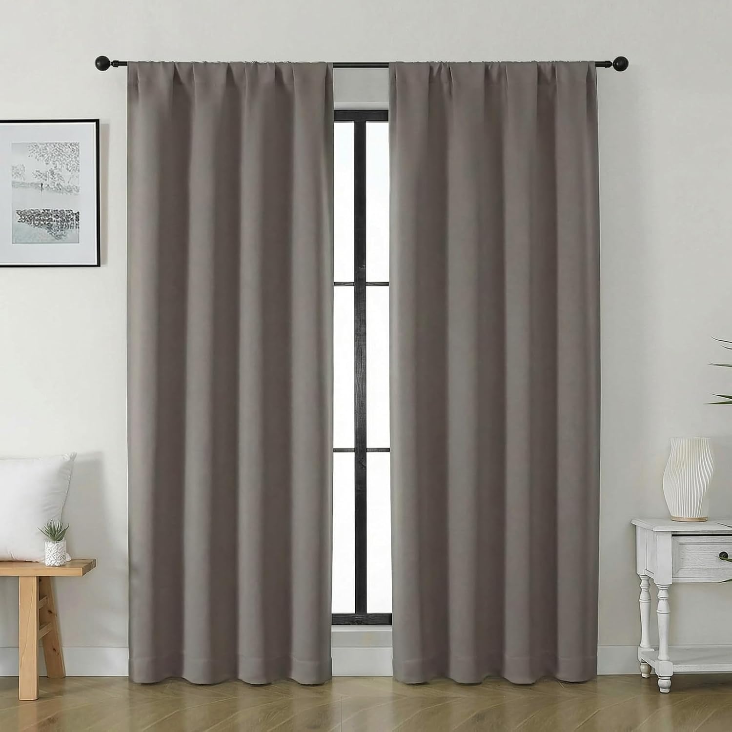 Gwine Latte Blackout Curtains for Bedroom 84 Inches Long - Thermal Insulated Noise Reducing Window Curtain Panels, Solid Room Darkening…