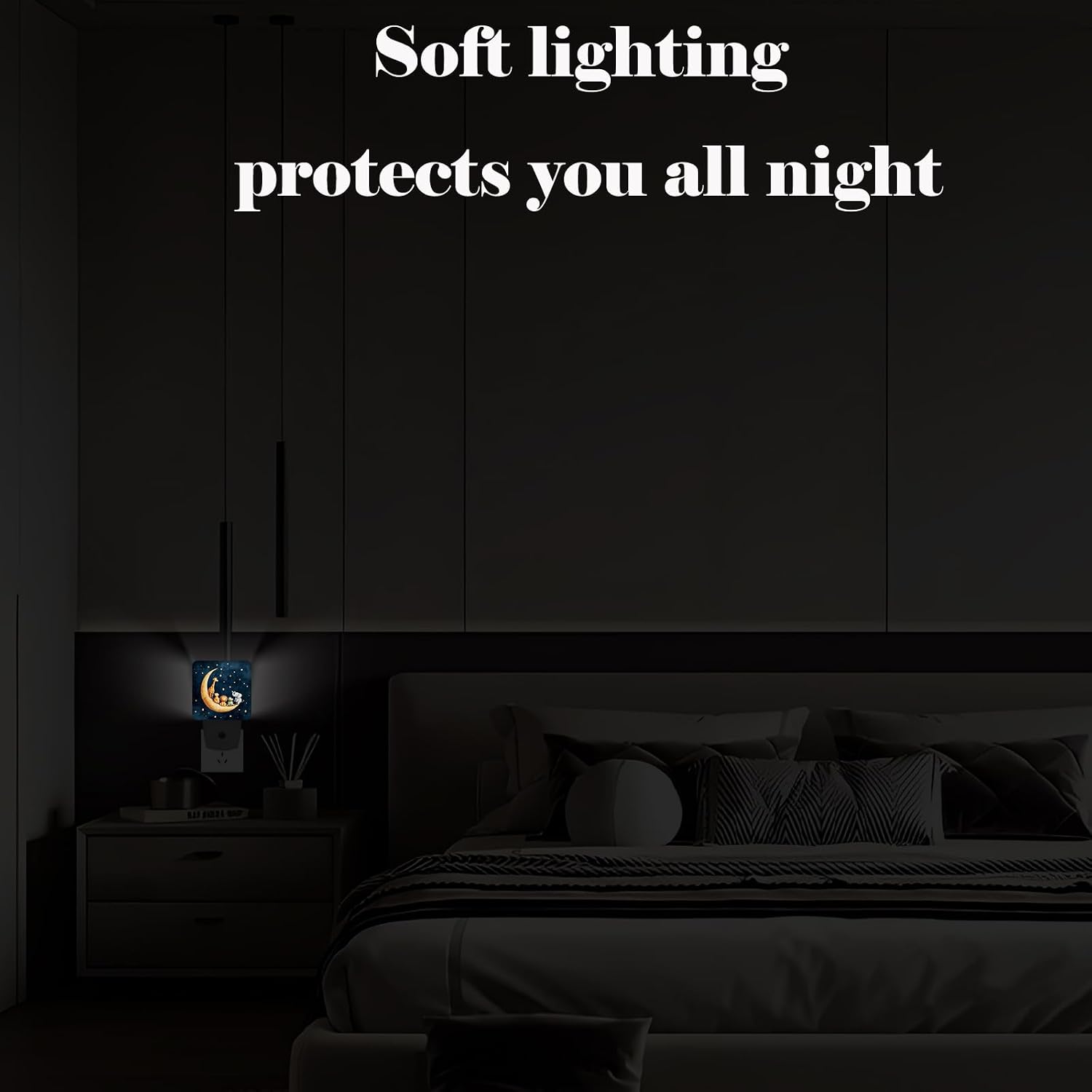 Moon and Starry Sky Night Light, Cartoon Animals Plug Into Wall with Dusk to Dawn Light Sensors, Warm Nightlights for…