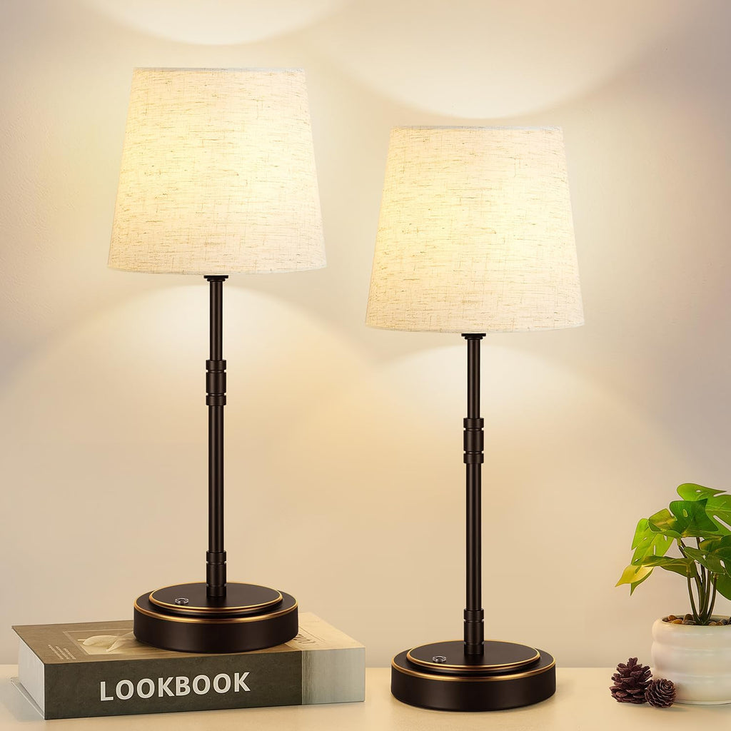Cordless Table Lamps Set of 2 – Battery Operated Lamp with 7500mAh Rechargeable Battery, Stepless Dimmable Oil-Rubbed Bronze Lamp…