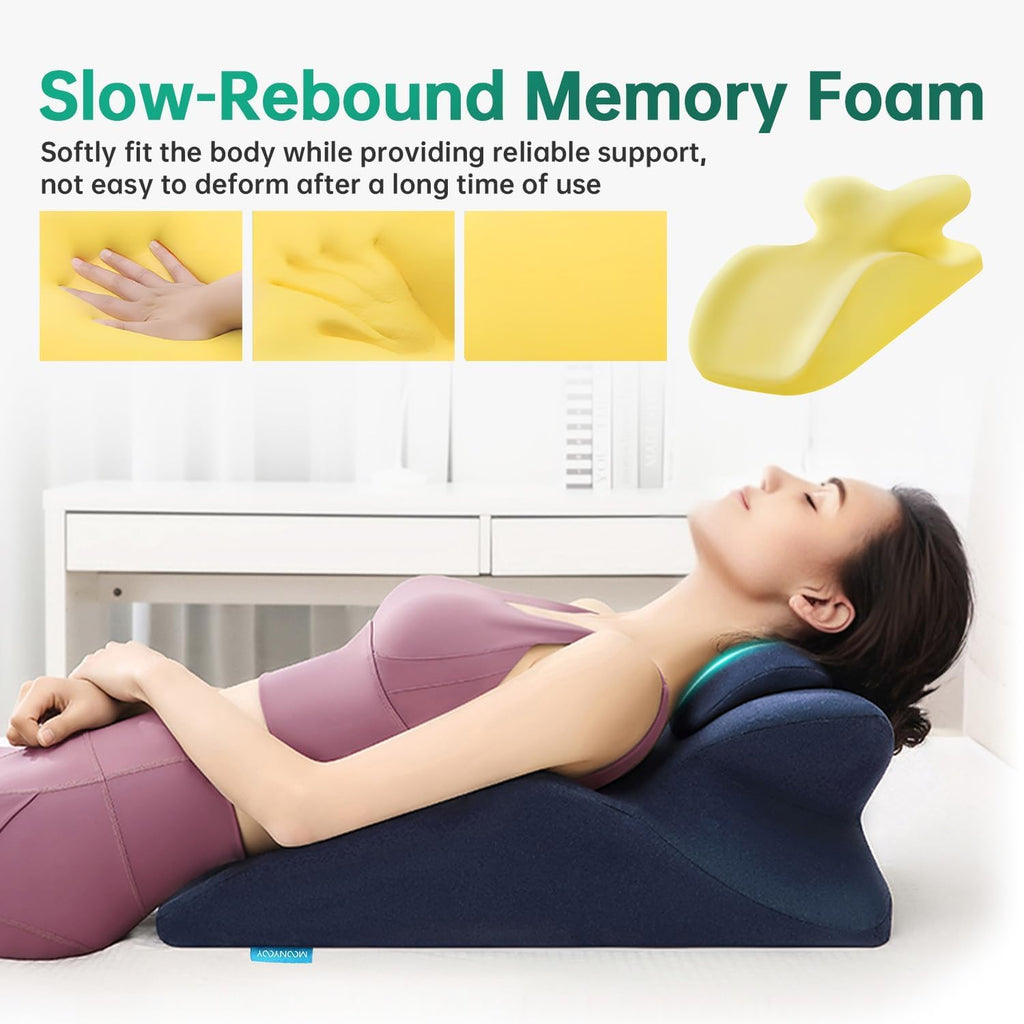 Moonyooy Memory Foam Ergonomic Wedge Pillow for Sleeping, Acid Reflux & GERD Relief - Elevation Bed Support Pillow for Back Pain, Post Surg…