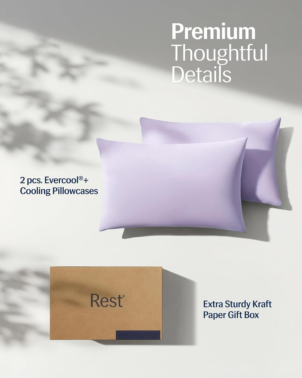 Rest ® Evercool®+ Cooling Pillowcases Standard - 2 Pillowcase for Sensitive Skin, Silver Infused Fabric for Hygienic Sleep, Silky Smooth fo…