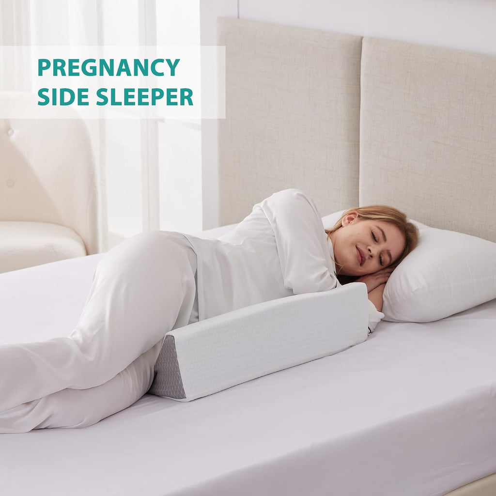 Bedluxe Wedge Pillow for Side Sleeping, Comfort Foam Back Pillow for Side Sleeper, Bed Wedges & Body Positioners for After Surgery, Pregnan…