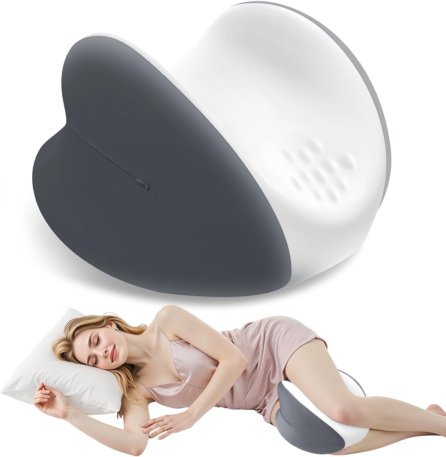 TranquilMoments Knee Pillow for Side Sleepers, Leg Pillow with Cooling Cover, Memory Foam Body Pillow for Side Sleeping, Heart-Shape…