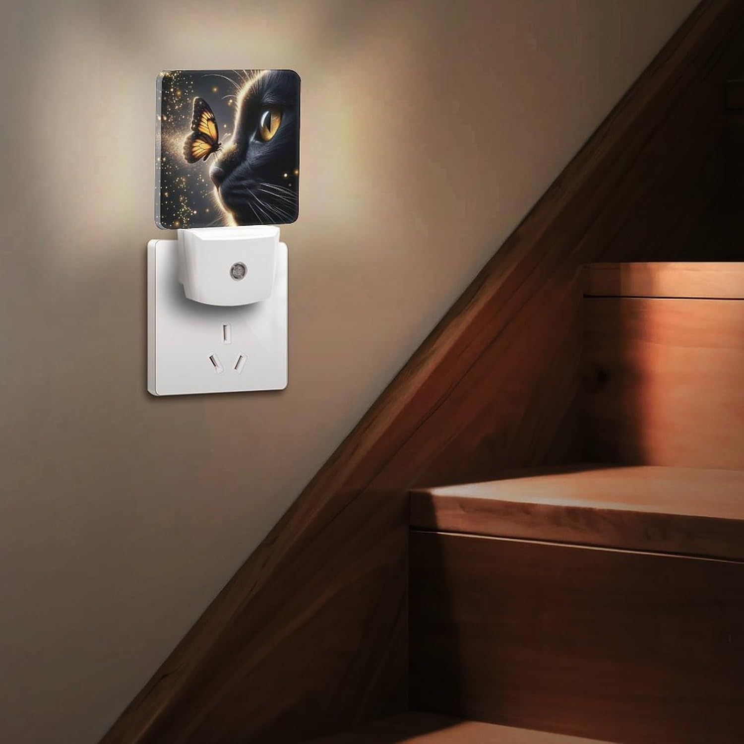 YKJAHSD Cat Butterfly Night Light, Plug into Wall Decor Nightlights for Bedroom, Bathroom, Hallway, Kitchen, with Dusk to Dawn Light…