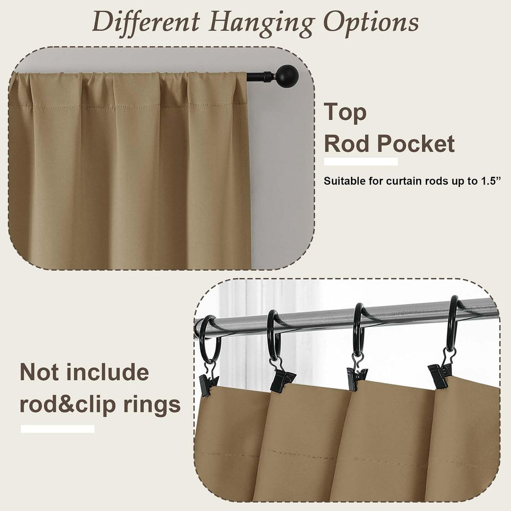 Gwine Taupe Blackout Curtains for Bedroom 84 inches Long 2 Panels Set, Solid Noise Reducing Thermal Insulated Blackout Curtains for…