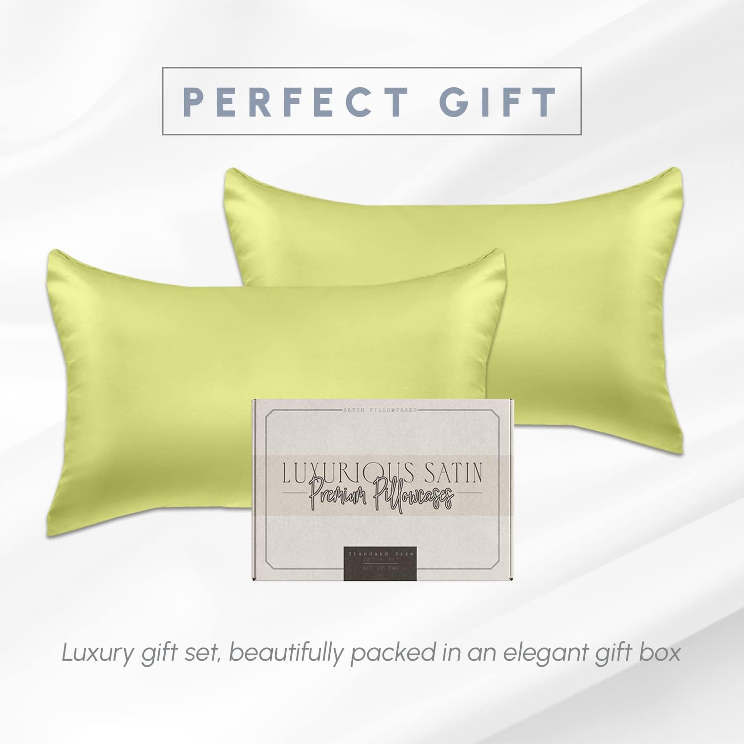 Elegantcomfort Elegant Comfort 2-PACK Pistachio Green Viscose Satin Pillowcase Set with Hidden Zipper closure, Silky Smooth for Hair and Sk…