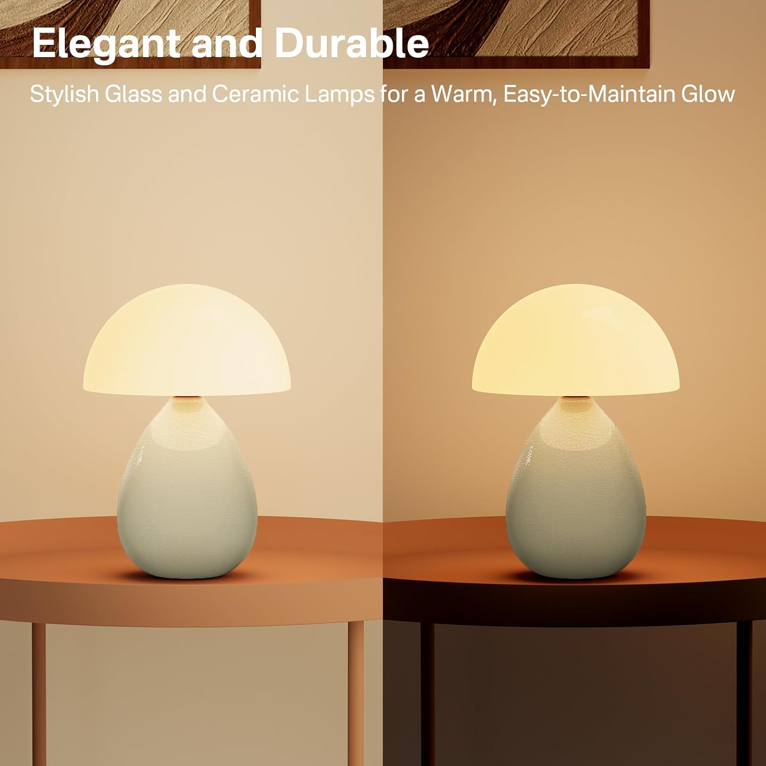 Dawnwake Mushroom Lamp Table Lamp for Bedroom, Ice Crackle Desk Lamp Bedside Small Lamps for Living Room Night Stands, Table Lamps Cute…