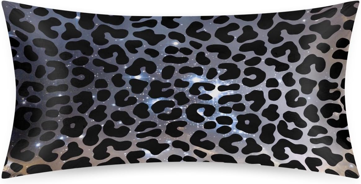 Galaxy Black Skin Leopard Satin Silk Pillowcase for Hair and Skin Pillow Cases King Size Soft Silk Pillow Case with Envelope Closure…
