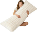 Memfydu Full Body Pillow with Fluffy Bubble Waffle Carved Faux Fur Removable Cover, Long Bed Pillow Adult 20x54 Inches for Side Sleeper and…