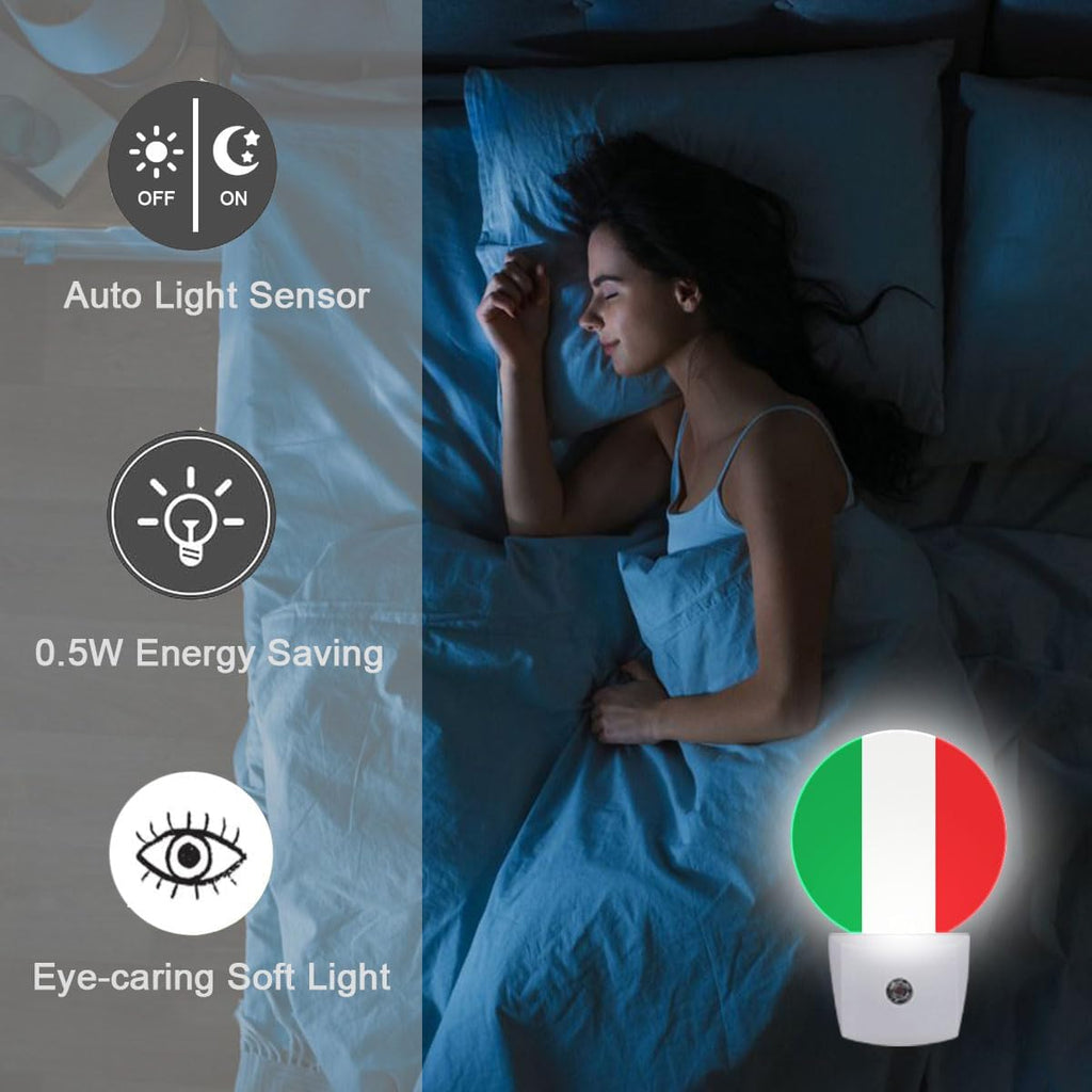Italy Flag Night Light Auto Sensor Led Dusk to Dawn Lamp Home Decor for Men Women